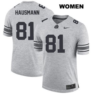 Women's NCAA Ohio State Buckeyes Jake Hausmann #81 College Stitched Authentic Nike Gray Football Jersey WD20C37NN